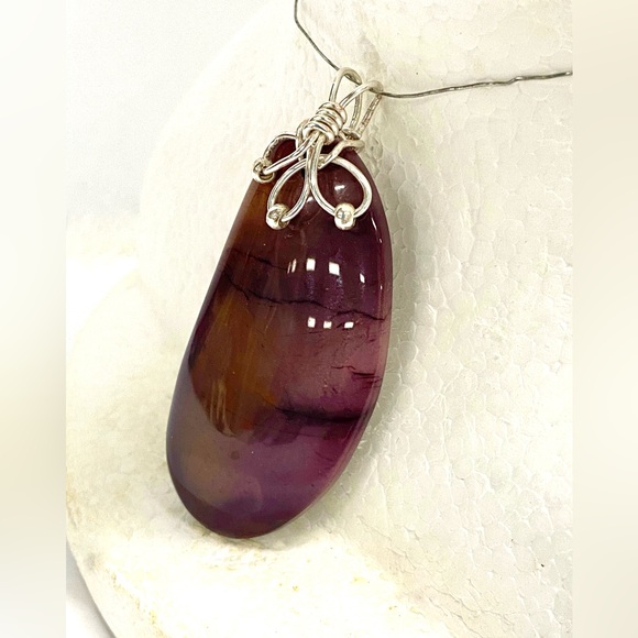 HANDMADE Mookaite Jasper Wire Wrapped Statement Pendant with SS Bead Accent - Picture 3 of 8